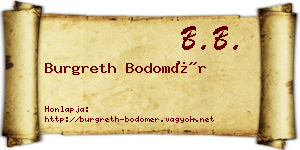 Burgreth Bodomér névjegykártya